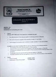 Grade 12 Geography Research ProjectTask: Select ANY ONE of th... | Filo