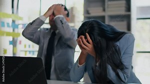 Teamwork business group are sad and disappointed for lost archived for dealing and win business project on meeting in the office.