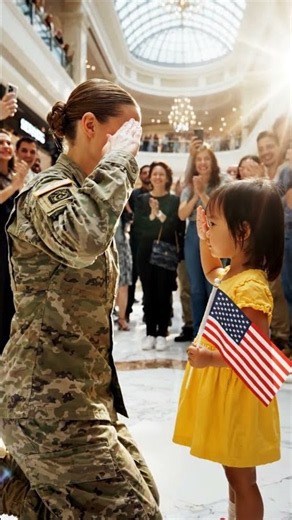 Little Girl's Heartwarming Salute to a U S Army Soldier 🇺🇸❤️ Emotional Military Moment