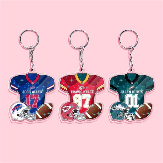 Personalized Football 3D Printed Keychain, Football Name Tags Sport Keyrings, Acrylic Keychain, Football Keychain, Bag Tag - Etsy