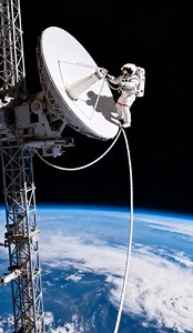 Astronaut manages tether during stunning spacewalk! #spacewalk #astronautlife #space #Earth #NASA #orbital #spaceengineering | Space Fact