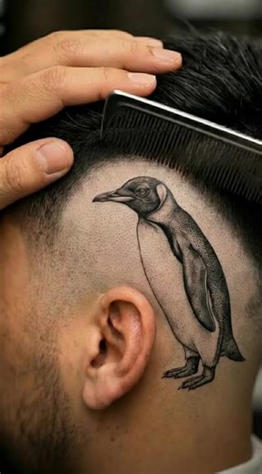 Wait for the reveal... 🧊 This penguin hair art is absolutely ice cold! 🐧✂️ The level of detail in the shading and the way it flows with the fade is just pure talent. Is this the most unique hair design of the year? ❄️🔥 Drop a 🐧 in the comments if you’re feeling this masterpiece! 👇✨#BarberArtistry #PenguinHairDesign #HairTattooArt #CreativeBarbering #DetailedFade