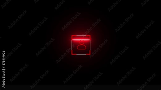 people user icon scan animation showing futuristic face detection and people identification in minimal flat neon style.