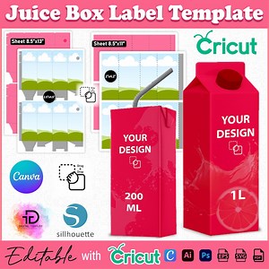 Juice Box Template, Juice Box Wrapper Template, Juice Box Label Bundle, Juice Box, Juice Box Sticker, Canva Editable Label, Juice Box Label - Etsy