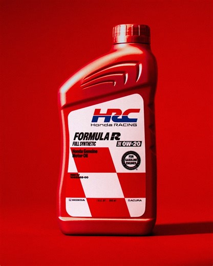 Introducing HRC Formula R. Oil for your home circuit. Tested under extreme conditions to deliver the high performance we need to win. Formula R offers unmatched thermal stability, wear protection and turbocharged engine performance. With 6 Honda and Acura compatible viscosity grades, you can finally add our motorsport DNA to your engine. | Honda Racing US