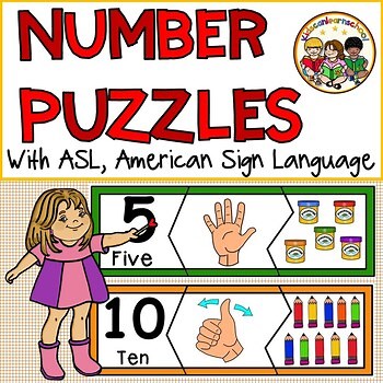 Number Puzzles 1 to 10 with ASL, American Sign Language- Back to School