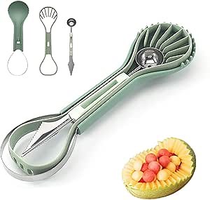 Melon Baller Scoop Set,Professional 6 in 1 Stainless Steel Watermelon Cutter Slicer Fruit Carving Tools,Fruit Cutters Seed Remover,Dig Pulp Separator Fruit Knife