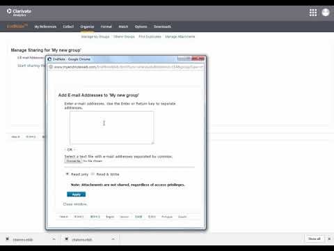 Sharing groups in EndNote online