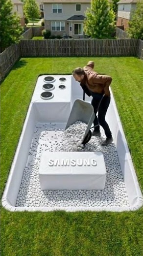 I build Samsung phone pool📱🏊‍♂️ in my backyard