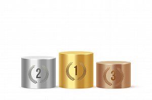 Podium for gold silver bronze winners vector illustration. 3d stage...