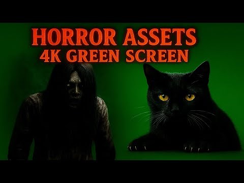 Horror Assets 4K Green Screen | Ghost & Black Cat and horror assets | Free Download