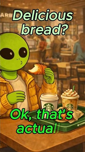 Arlo the alien tries Starbucks for the first time! 👽☕️🥐