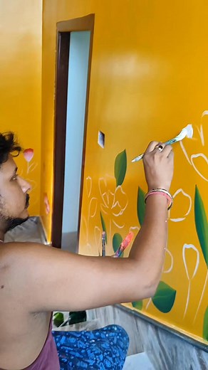 Simple flower painting 😊🖌️🎨 #artist #wallart #wallpainting #watercolor #fbreelsvideo #art | Binay Garai Binita