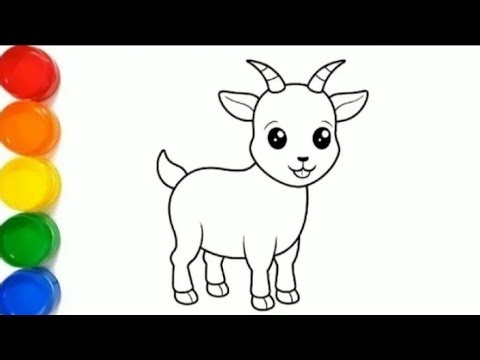 Easy cute goat drawing and coloring for kids and toddlers