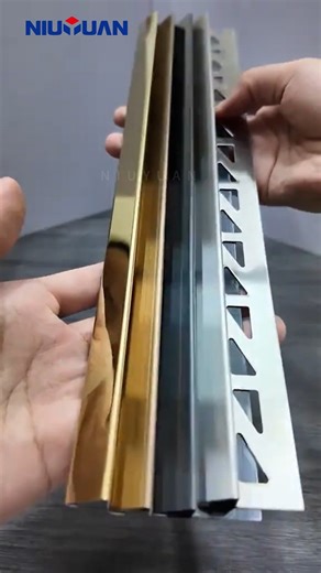 Durable Stainless Steel Triangle Tile Trim in custom finishes. #tiletrim #stainlesssteeltrim #edgetrim #metalprofile #tileedging #rampprofile #stainlesssteel304 #interiordecor #metaltrim #interiortrim #tileaccessories | Niu Yuan Building Materials Group-Tile Trim, Floor Cover, Leveling System