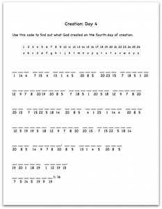 Creation Day 4 Bible Verse Decoding Worksheet - Ministry To Children