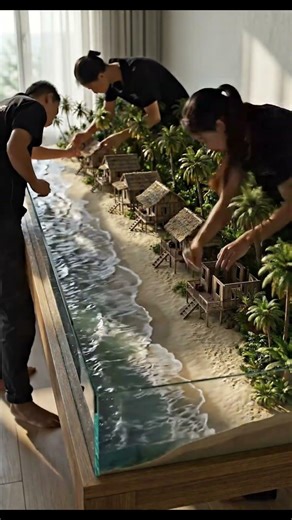 Sand art that actually looks like a real beach 😳 #miniature #diorama #diy