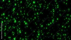 Binary Code 1 And 0 Flying Towards, Glowing and Binary Number Matrix Video Animated Background Stock Video