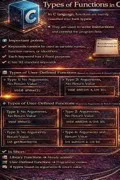 Types of Functions in C | Library vs User-Defined Functions Explained (Easy & Short)|| #shorts