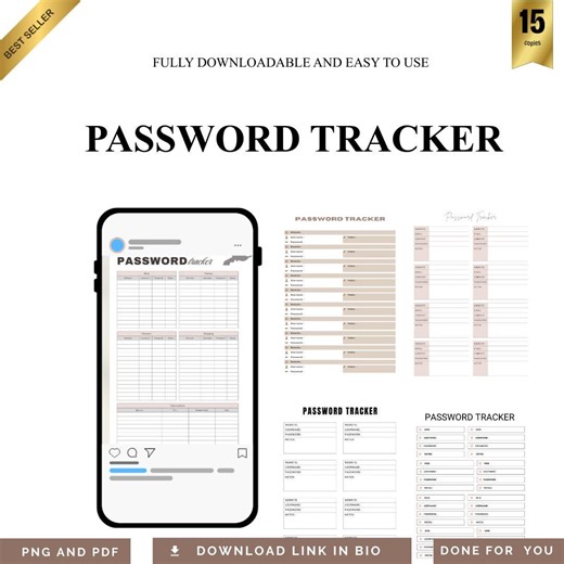 Password Tracker PDF PNG Login Keeper Password Log Book Account Organizer Office Planner Insert Security Journal Instant Download - Etsy