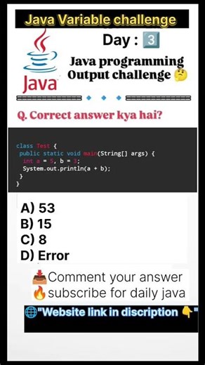 Java Daily challenge| Day :3 /30 Addition Challenge 🔥#java #javaprogramming #javachallenge #coding