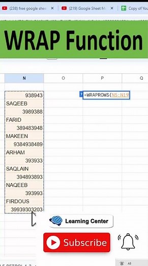 WRAP FUNCTION BEST EXCEL TIPS AND TRICKS EXCEL TRICKS EXCEL FORMULA #excel #excel #reels #shorts