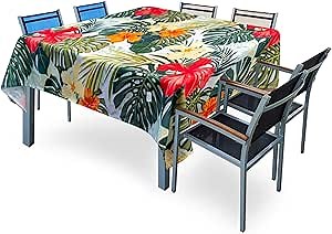 VVA Tropical Square Tablecloth, Stain Wrinkle Resistant Reusable Washable Polyester Hawaiian Tablecloth, Square Table Cloth for Home Dining Rooms and Kitchen Indoor Outdoor Events 70 Inch