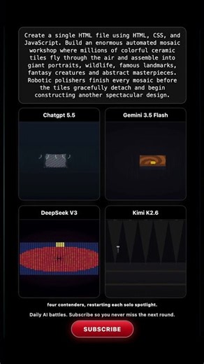 Infinite Mosaic Workshop: ChatGPT vs Gemini vs DeepSeek vs Kimi (HTML/CSS/JS) #aicoding #chatgpt