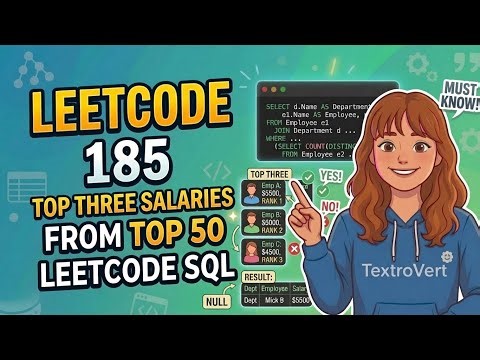 Advanced Window Functions | LeetCode 185: Department Top Three Salaries | SQL Interview Hard
