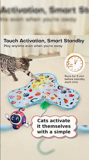Potaroma Hide & Seek Cat Toy Moves with Feather and Sound