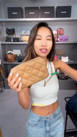 Pre-owned YSL Calfskin Crossbody Bags Becky Mini Quilted Double Zip Beige CPU1211