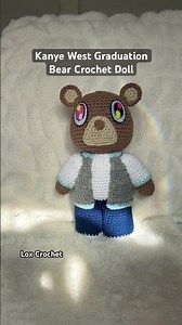 Kanye West Graduation Bear Crochet - Lox Crochet #music #crochet #kanyewest #kanye #gift #handmade