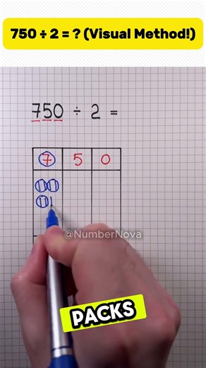 750 ÷ 2 = ? Solved visually! ✏️📊