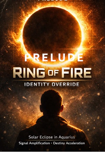 RING OF FIRE: Identity Override Solar Eclipse in Aquarius • Signal Amplification • Destiny Acceleration full transmission on my YouTube @kingchanes This is not a background moment — it’s a precision window. The Solar Eclipse in Aquarius acts as a magnifier, revealing what you’re attached to, what impulses are driving you, and where your trajectory is already bending. The pressure you feel isn’t chaos; it’s compression. Eclipse energy amplifies what’s present — clarity sharpens, avoidance becomes