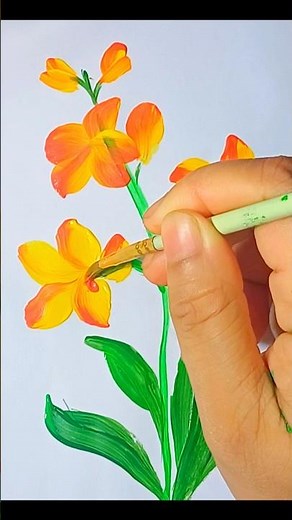 "How to Paint Realistic Flowers with Acrylics | Step-by-Step"#shorts #art #satisfying