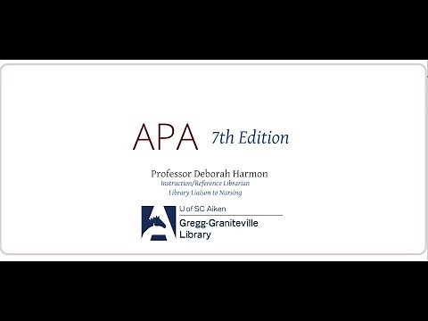 APA 7th Edition (in-text & reference citations) for USCA Nursing Students @ a Distance.