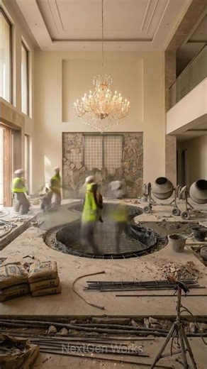 Building a Stunning Indoor Swimming Pool in a Luxury Mansion #poolhouse