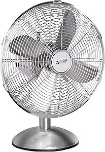 BEYOND BREEZE 12 Inch All Metal Retro Oscillating Table Fan, Desk Fan with 3-Speed Adjustable and 80° Wide Oscillation, Ideal for Bedroom, Office and Kitchen