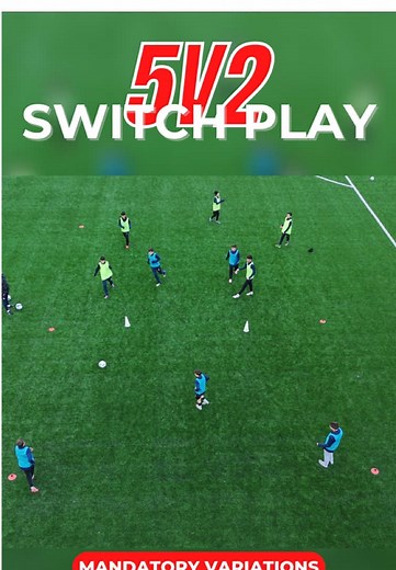5v2 Switch Play Rondo | 4 Mandatory Variations This drill focuses on improving ball circulation, quick decision-making, and switching play effectively under pressure. The 5v2 Rondo setup helps enhance passing accuracy, positioning, and the ability to exploit spaces in a dynamic environment. ⚽💥 💡 There are 4 mandatory variations of this drill, each designed to target different aspects of switching play, ball retention, and movement off the ball. For more training ideas and variations, check out