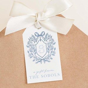 Personalized Crest Gift Tags, Monogram Gift Tags, Custom Stationery, Blue and Green Gift Tag, Custom Bag Tags - Etsy