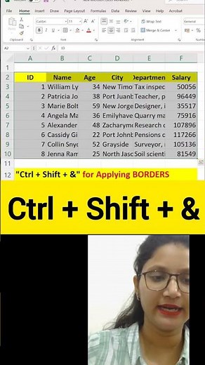 56. Shortcut for Applying BORDER | Quick Excel Tutorials | Rishu Udit