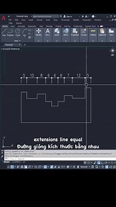 #Autocad/ Extensions line equal/ đường gióng kích thước bằng nhau. | QA Nguyễn