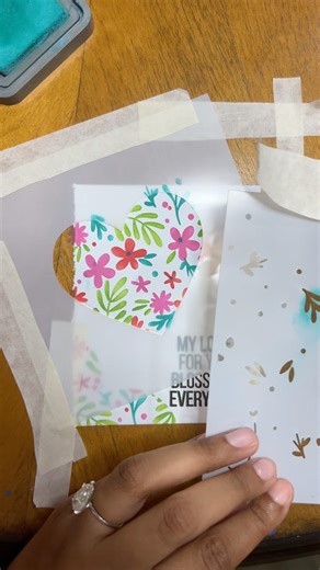 Stenciling through shapes- make a card with me #cardmaking #diy #art #inkblending