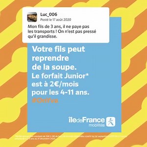 Avec le forfait JUNIOR, les transports en IDF sont à 2€/mois pour vos enfants 🧒👧 ! | Île-de-France Mobilités