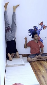Why we need to practice headstand aganist the wall. The probability of you falling falls by ZERO. Use a corner wall :) | Harsha yoga