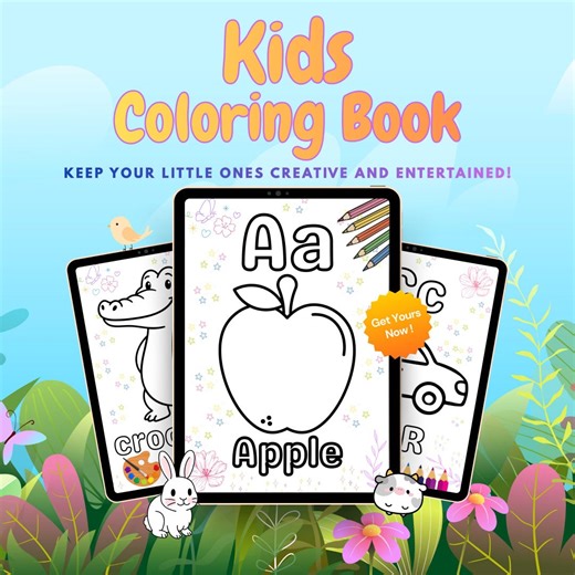 Printable Kids Coloring Book | 85  Toddler Pages, Preschool Activity (Digital Download)