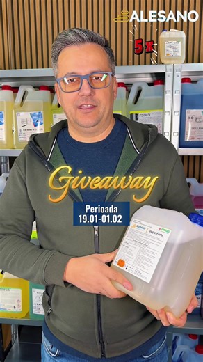 🚨 GIVEAWAY ALERT! 🚨 Alesano lansează giveaway-ul lunii ianuarie 🔥 În perioada 19.01 – 01.02.2026, punem la bătaie 5 x Degres Forte, degresantul nostru de top – super eficient pentru HoReCa, dar la fel de util și acasă. 👉 Dacă te-ai săturat de grăsime arsă, urme pe aragaz, hote, cuptoare sau suprafețe care „nu mai ies cu nimic”, Degres Forte e genul de produs care chiar face diferența. ⸻ 🎁 CE POȚI CÂȘTIGA? ➡️ 5 x Degres Forte ➡️ 5 Castigatori,fiecare primeste 1 x Degres Forte ⸻ 🔹 CUM PARTIC