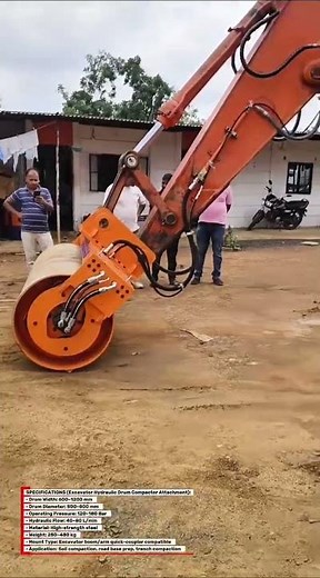 Excavator Drum Compactor Attachment in Action #ExcavatorTech #SoilCompactor #ConstructionGear