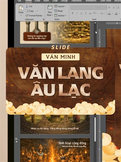 Mẫu Slide “Văn minh Văn Lang – Âu Lạc” tái hiện bức tranh toàn diện về một trong những nền văn minh đầu tiên của dân tộc Việt Nam. Nội dung giúp người học hiểu rõ đời sống kinh tế, văn hóa, xã hội và tín ngưỡng của cư dân Việt cổ. Từ hình ảnh trống đồng Đông Sơn đến sinh hoạt cộng đồng, tất cả được thể hiện sinh động và trực quan. #lichsu #vanlang #aulac #vietnam #tuyetkypowerpoint