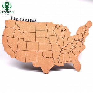 [Hot Item] Natural Decoration Bulletin Board Wooden Furniture World Map Cork Board